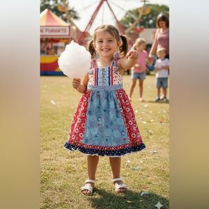 Matilda Jane Girls Jolene Mixed Pattern knot Dress, Size 8
